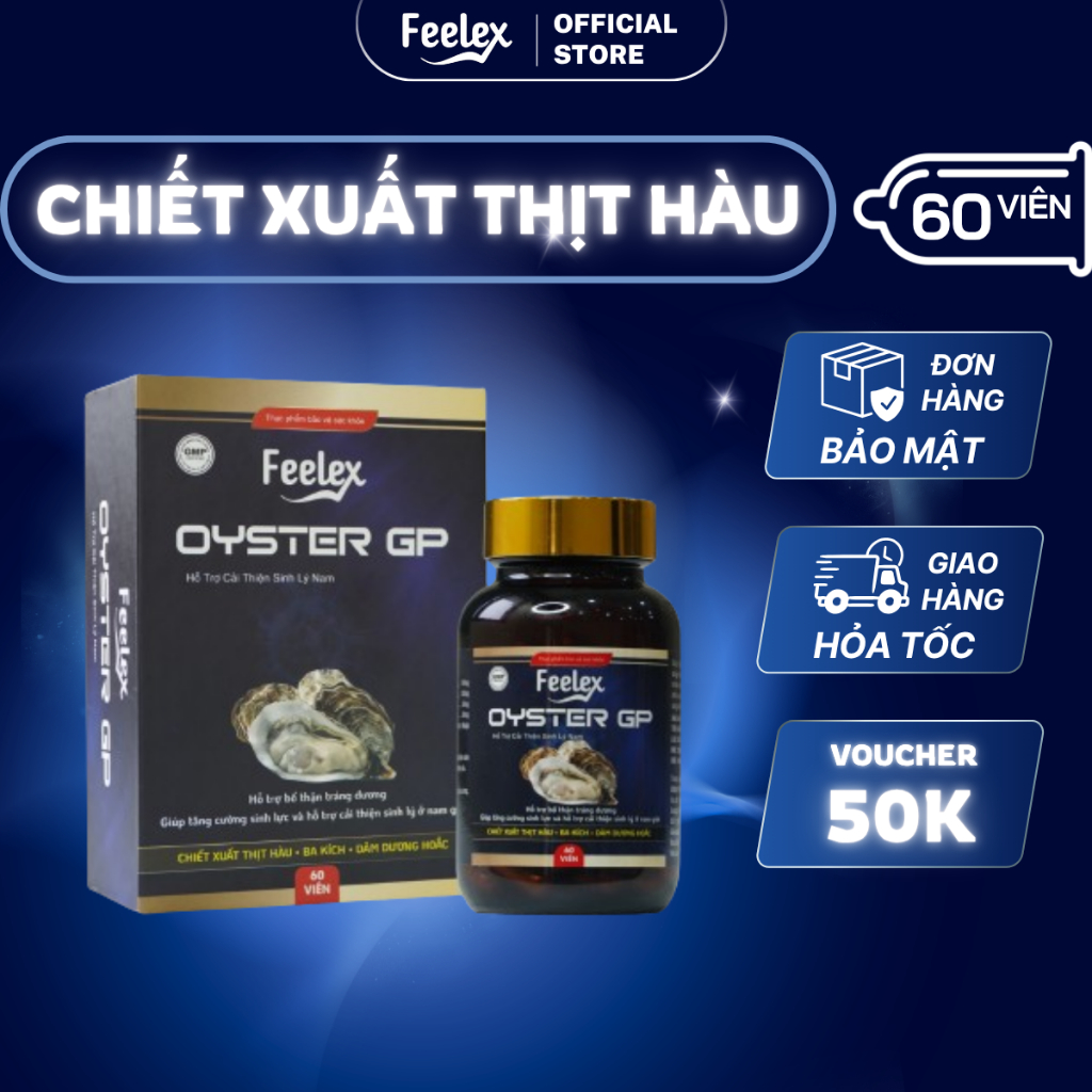 Hàu tăng cường sinh lý nam Feelex Oyster GP chiết xuất thịt hàu bổ sung kẽm giảm rối loạn, ra sớm tă