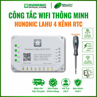 Công Tắc Thông Minh Hunonic Lahu 04 RTC – Tích Hợp IC Thời Gian Thực, Điều Khiển Qua Điện Thoại