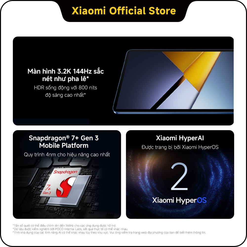 Máy tính bảng POCO Pad X1 (8+512GB)| Màn hình 3.2K 144Hz sắc nét| Pin dung lượng lớn 8850mAh | BigBuy360 - bigbuy360.vn