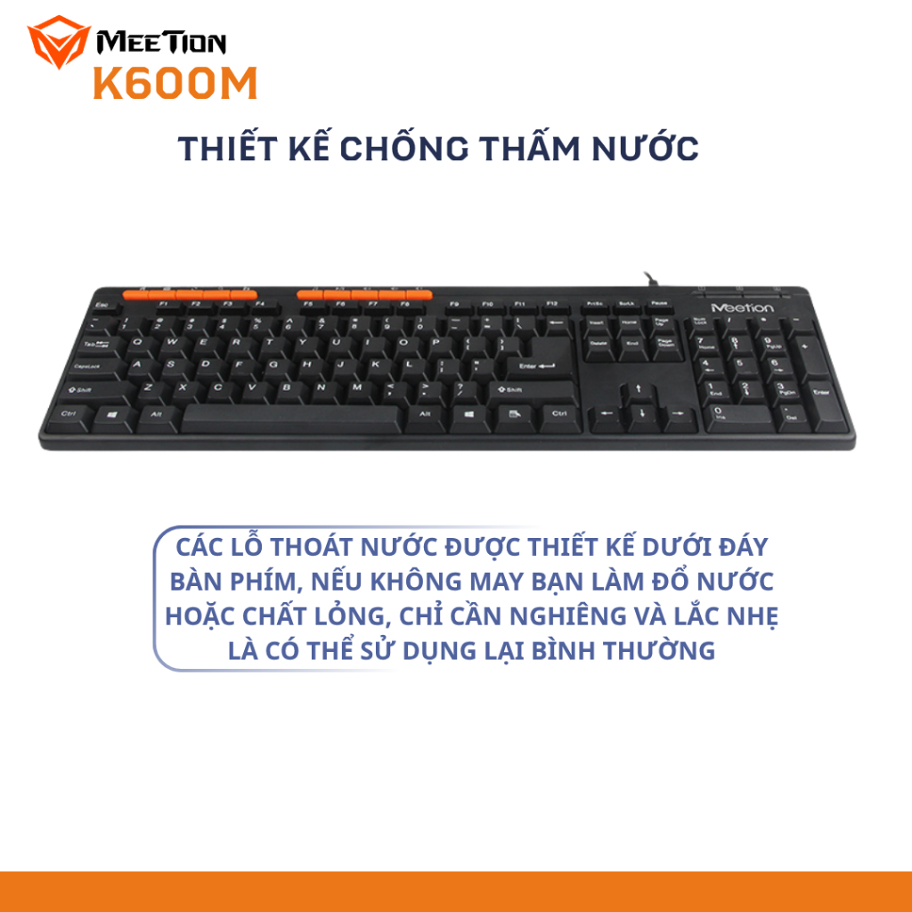 Bàn phím văn phòng chống ồn Meetion K600M, 104 phím gõ êm ái, thiết kế Ergonomic, keycap gia công UV độ bền cao | BigBuy360 - bigbuy360.vn