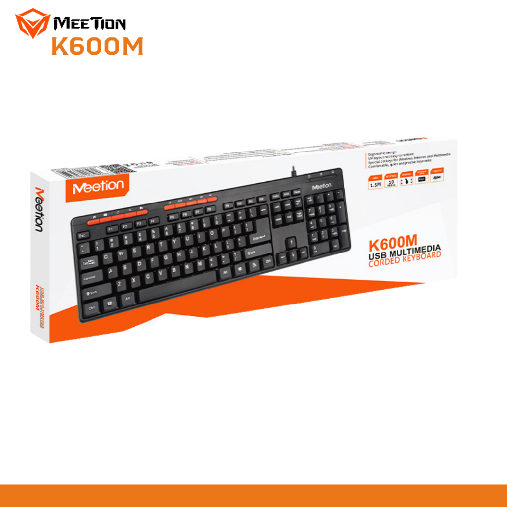 Bàn phím văn phòng chống ồn Meetion K600M, 104 phím gõ êm ái, thiết kế Ergonomic, keycap gia công UV độ bền cao | BigBuy360 - bigbuy360.vn