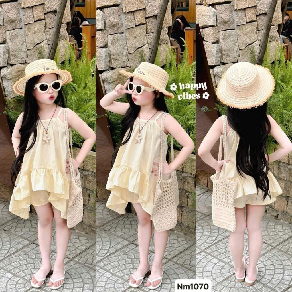 Set Áo 2 Dây Kèm Quần Dành Cho Bé Gái Đi Biển 2026 ,sz13-32kg