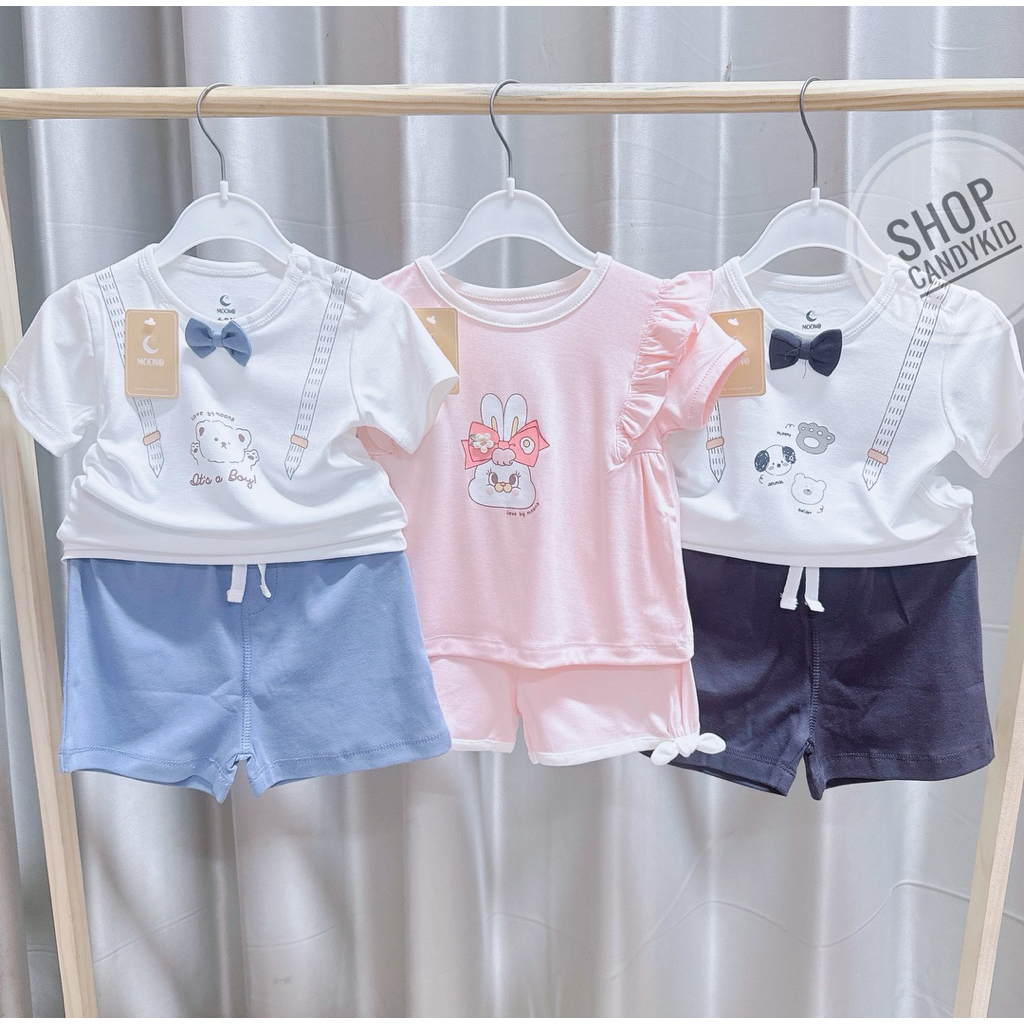 [Moon] Bộ cộc kẻ ô vải peptit cho bé