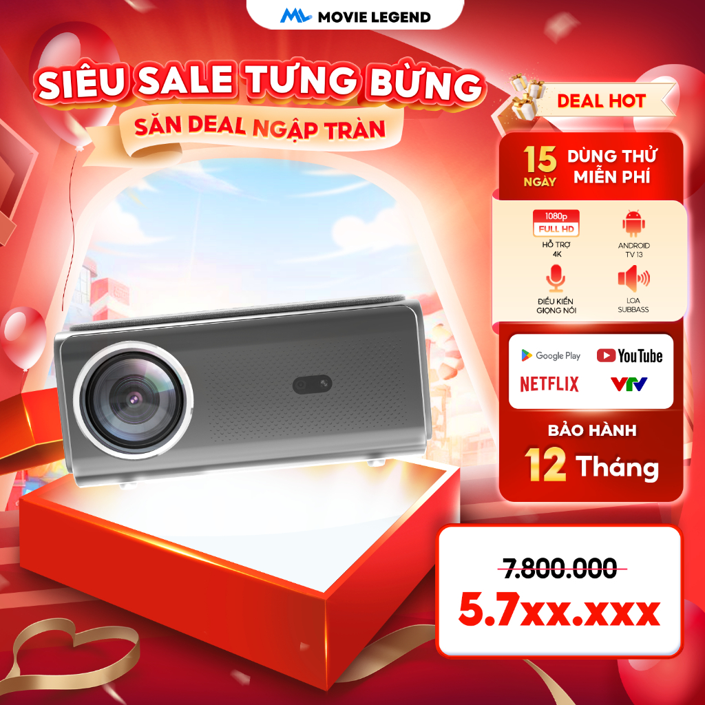 [ NEW 2026 ] Máy Chiếu H8 Pro Max Version 2 - Movie Legend  - Full HD 1080P - Hỗ Trợ 4K