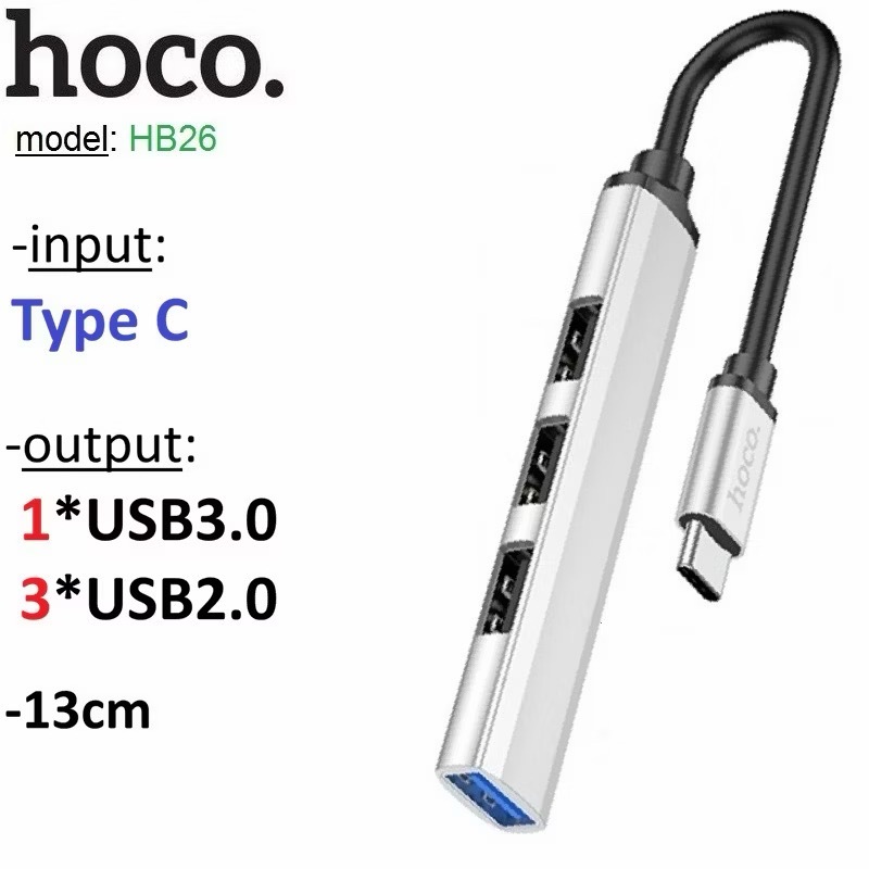 Hub Type C chia 4 cổng USB-A Hoco HB26 -Bảo Hành 6 tháng
