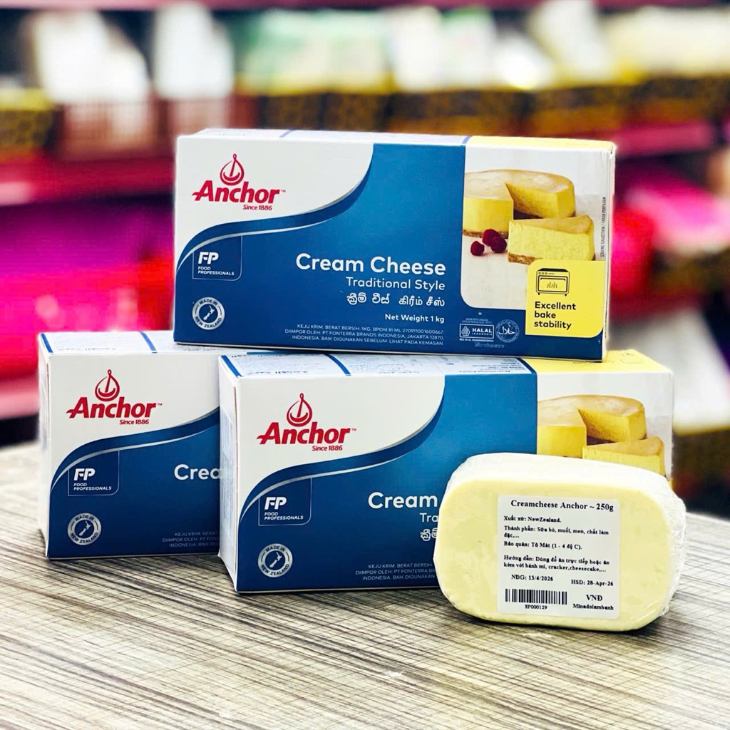 Kem phô mai Creamcheese ANCHOR 250g (Phô mai kem) - [Chỉ ship Hoả Tốc Hà Nội]