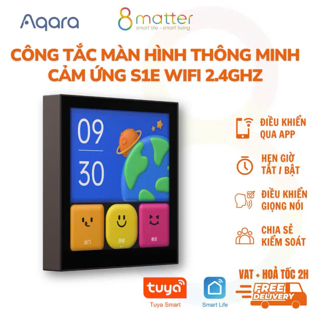Công tắc Màn hình Thông minh Aqara -Âm tường - Cảm ứng - S1E - Wifi 2.4GHz - BH 18 tháng 1 đổi 1