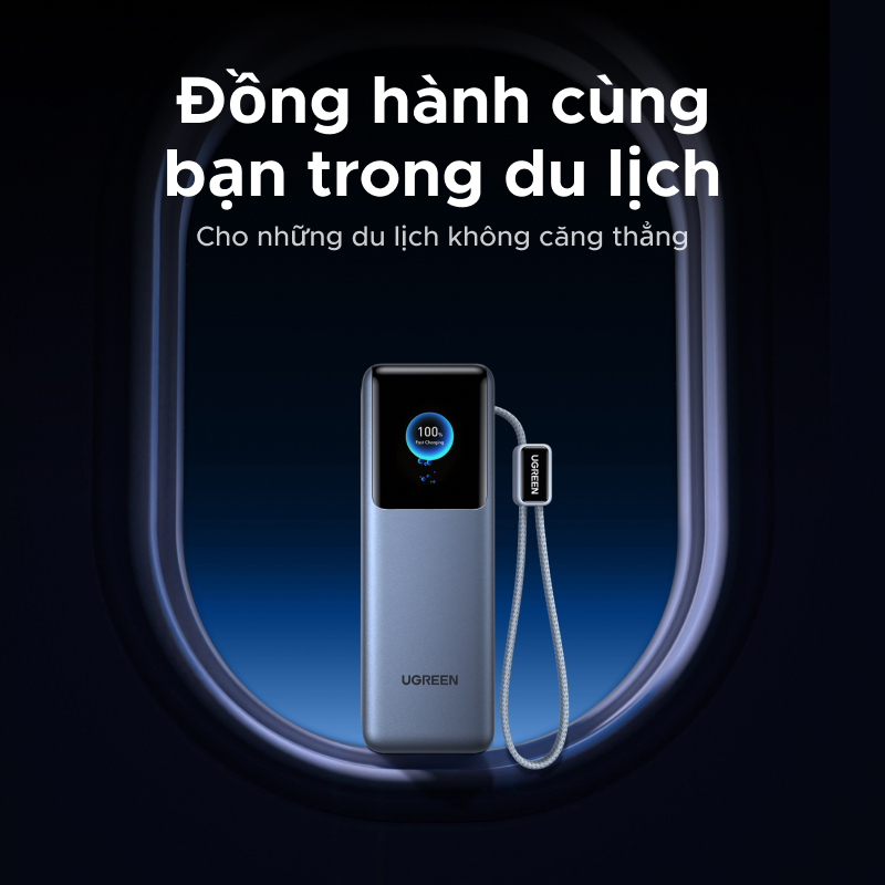 【Được chứng nhận CCC】Sạc dự phòng UGREEN 25.000mAh | Công suất 200W | Tích hợp 2 cáp USB-C có thể rút gọn | Có màn hình | BigBuy360 - bigbuy360.vn
