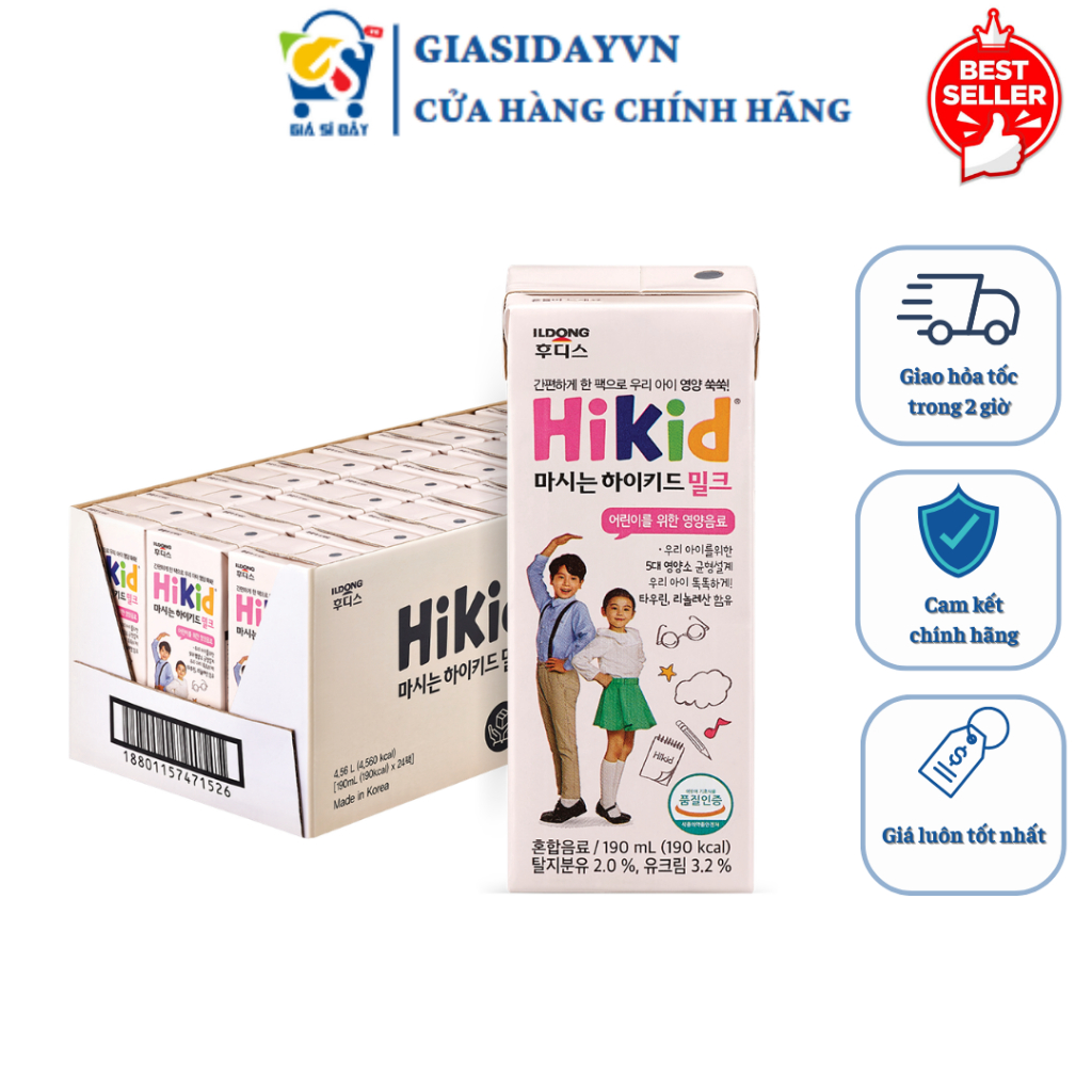 (Date 12.2026) Sữa Nước Hikid Pha Sẵn 190ml Tăng Chiều Cao Cho Trẻ Từ 1 Tuổi
