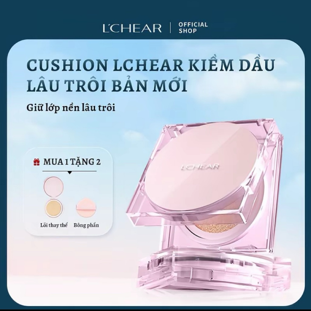 [Tặng 1 lõi, 1 mút - Màu trắng sáng] Cushion LCHEAR, Phấn Nước Kiềm Dầu, Che Phủ Tự Nhiên 14g