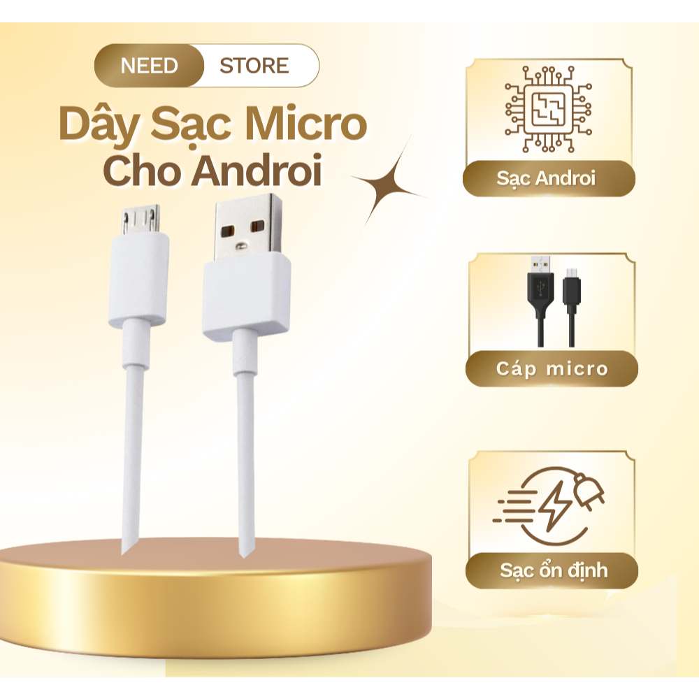 Cáp sạc  Micro USB cho mi đời cũ, opo, ss chân USB dài 1m sạc ổn định phù hợp mọi điện thoại  đời cũ