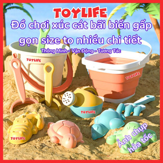 Đồ chơi xúc cát bãi biển gấp gọn size to nhiều chi tiết cho bé bộ xúc cát đi biển kèm xô nước trẻ em TOYLIFE