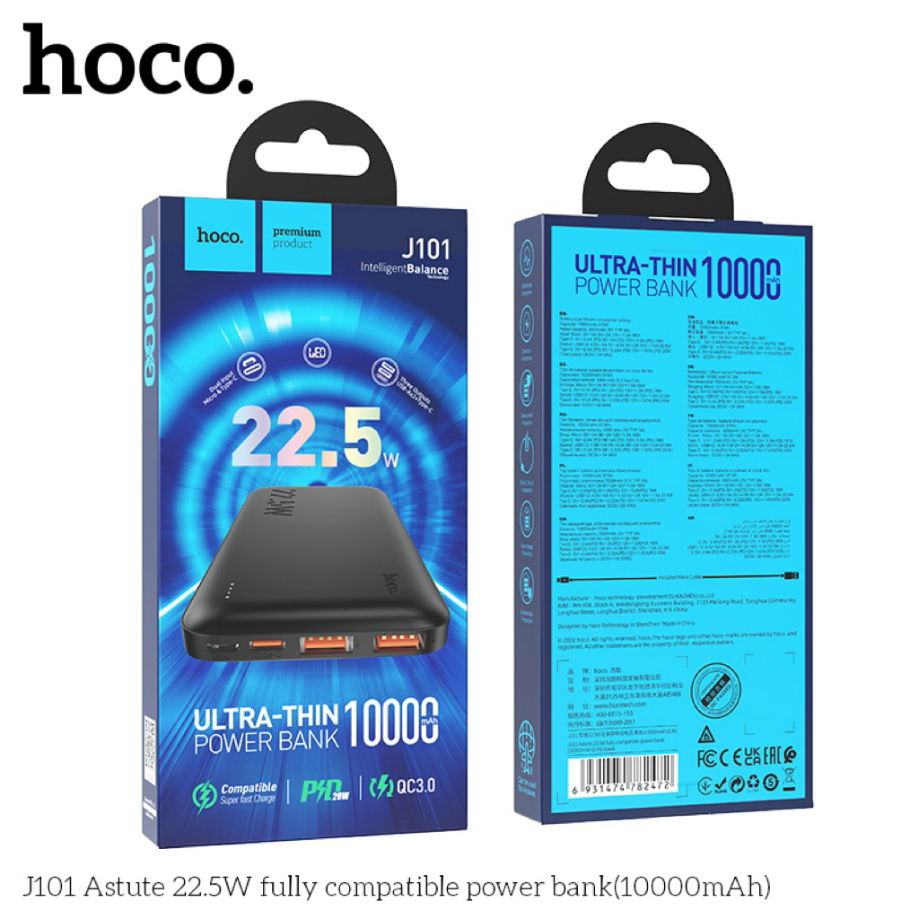 Sạc dự phòng 10.000mAh sạc nhanh 225W, [FREESHiP] bảo hành 12 tháng. Chính hãng Hoco J101