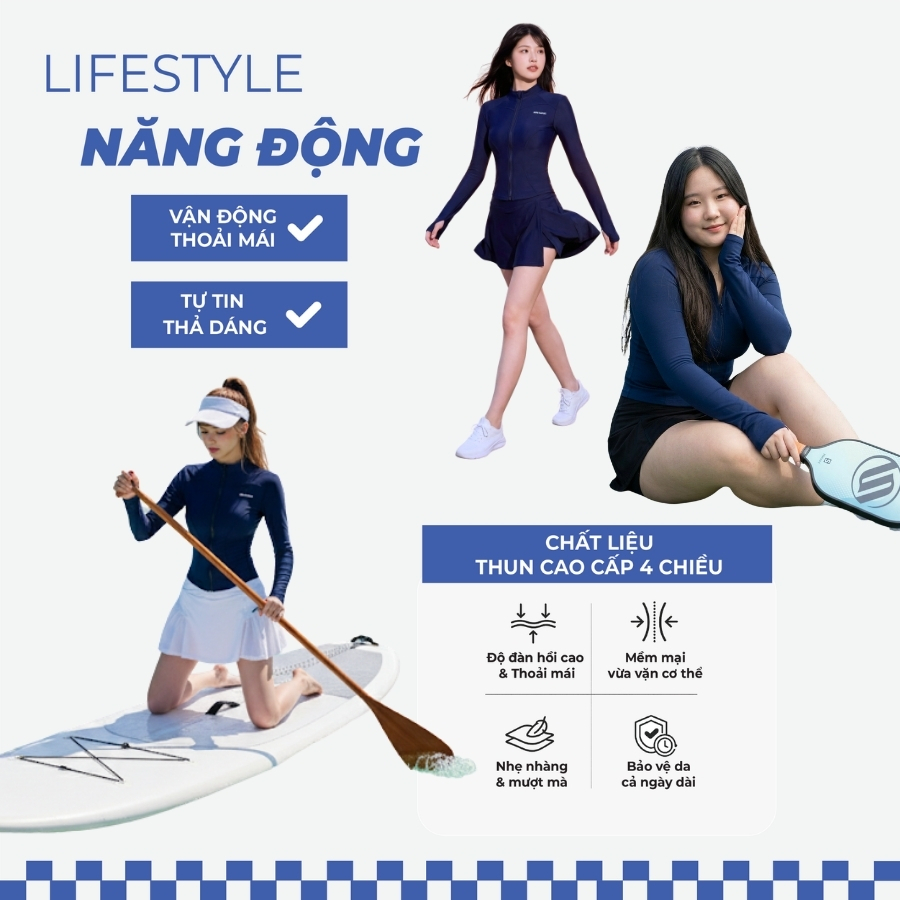 Áo bơi kín nữ tay dài có khoá chống UV đi bơi - Bikini Passport - BS525_NV | BigBuy360 - bigbuy360.vn