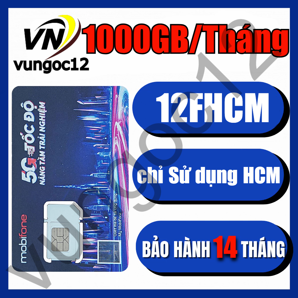 SIM MOBI 5G 12MDT50 KM 500GB/T LOCAL 12FHCM 12FD50  MDT250A  1 NĂM KHÔNG NẠP TIỀN