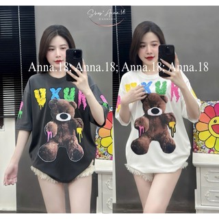 Áo phông 3158 chất cotton khô in hình (GẤU_ LUXY) form rộng_ 40-70kg