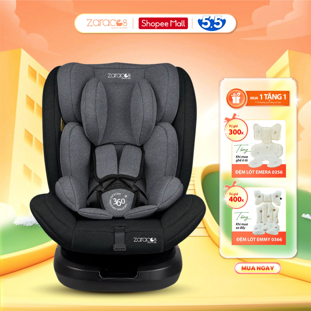 Ghế Ngồi Ôtô Cho Bé Zaracos Corvin 5406 – Xoay 360° Đạt Chuẩn An Toàn Cao Cấp Bảo Hành 3 Năm