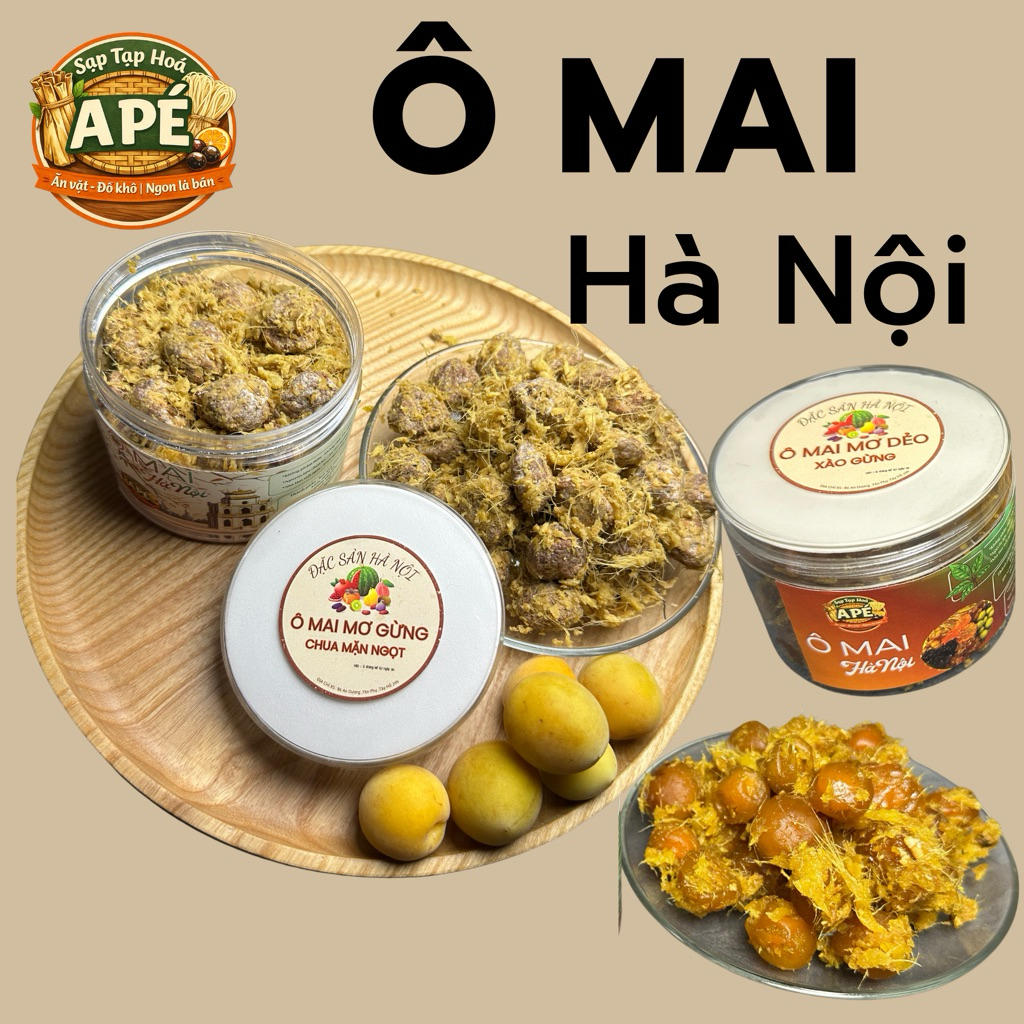 Ô MAI Mơ gừng chua mặn ngọt - Ô mai mơ dẻo xào gừng  - đặc sản Hà Nội