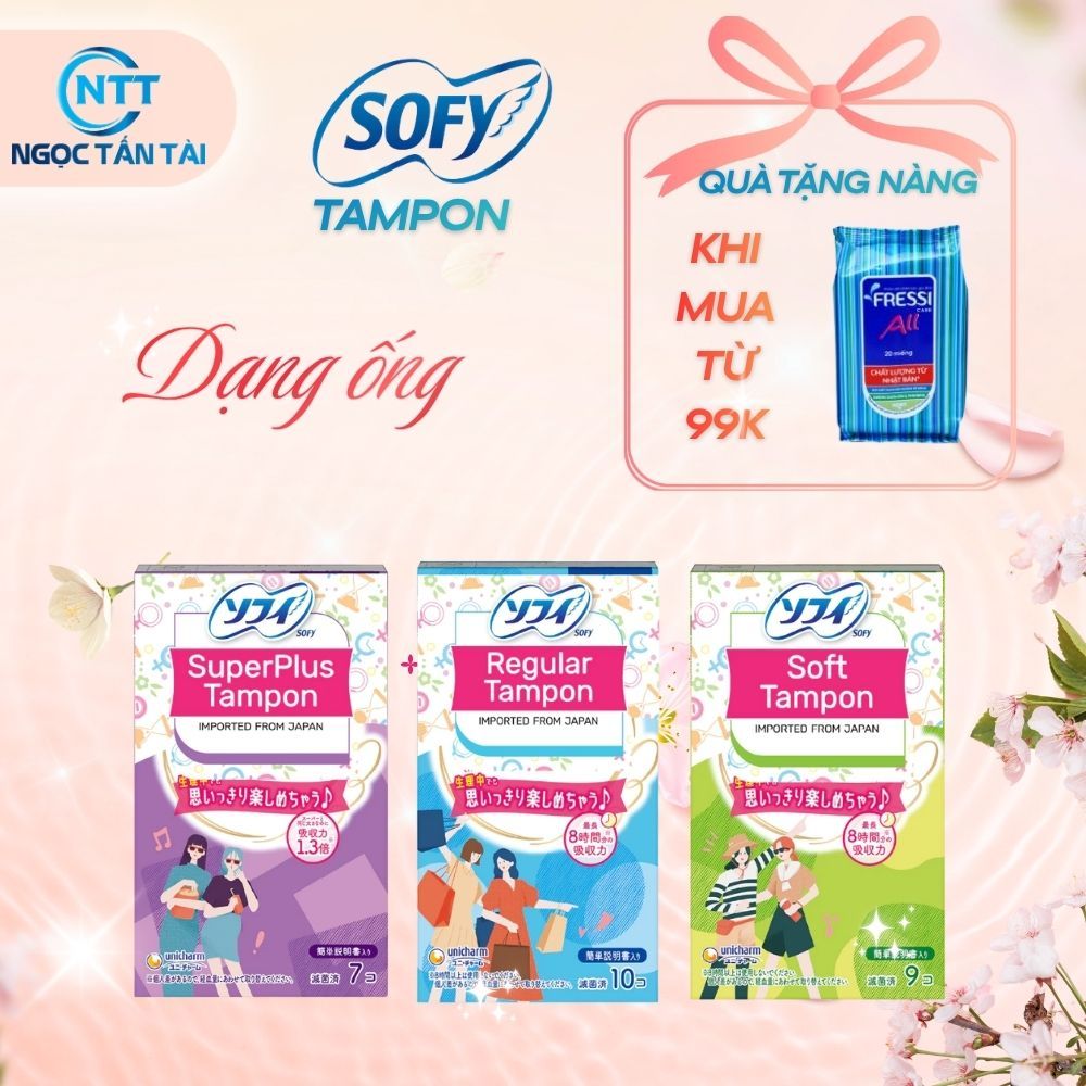 Bộ 3 Băng vệ sinh siêu thấm Sofy Soft Tampon Super/ Regular Tampon/ Superplus Tampon (Hàng nhập khẩu