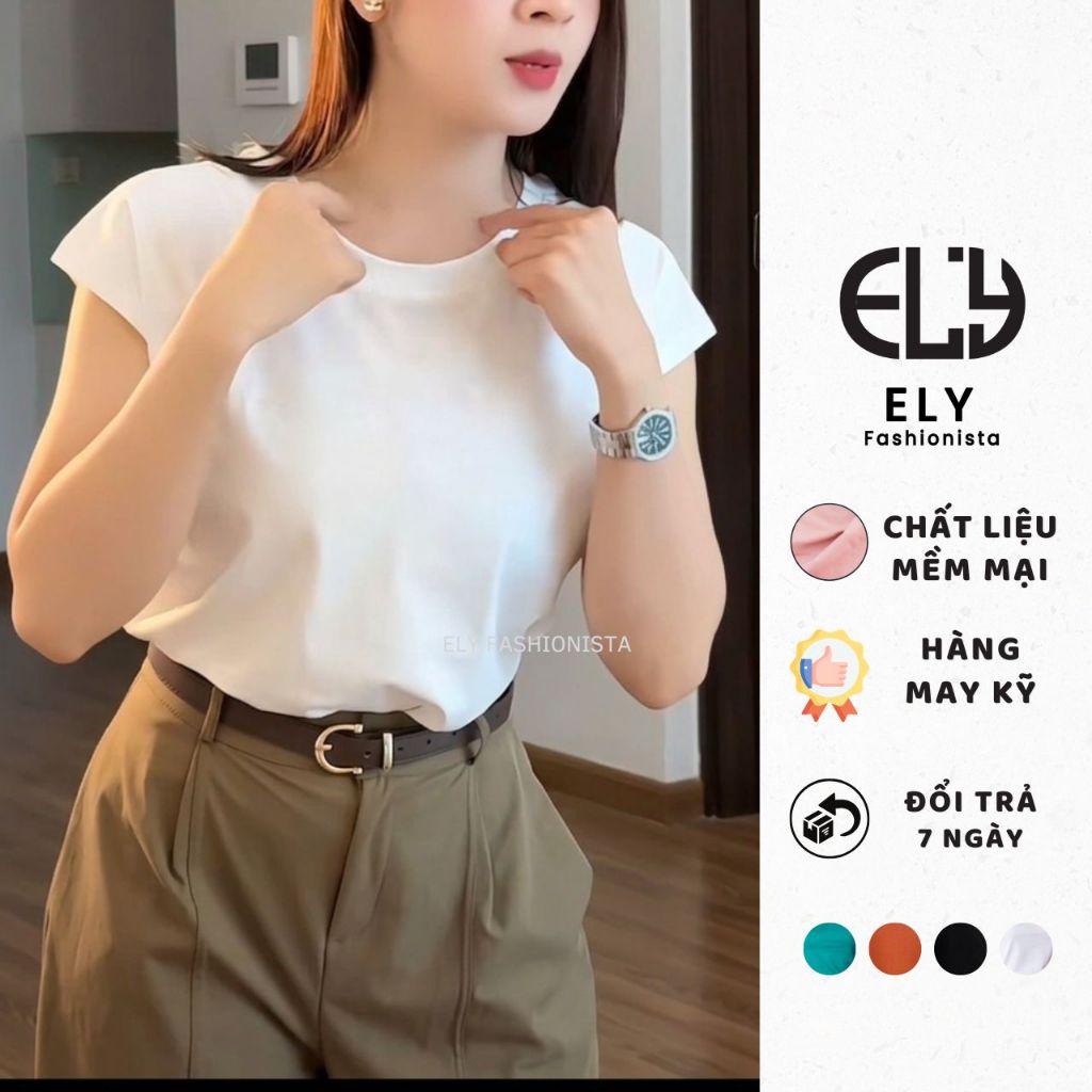[HÀNG MAY SUẤT KHẨU] áo phông nữ cổ tròn cotton tay hến sát nách phong cách hàn quốc from rộng ba lỗ trơn basic ELY210 | BigBuy360 - bigbuy360.vn