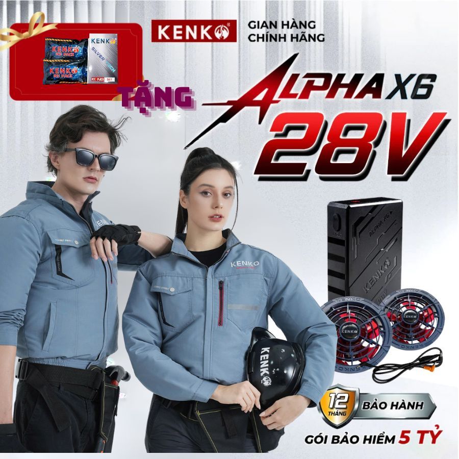 Áo Điều Hòa KENKO ALPHA X6 2026 - Pin Turbo 28V Siêu Mạnh - Chống Nước IPX4 [BH 12 Tháng]