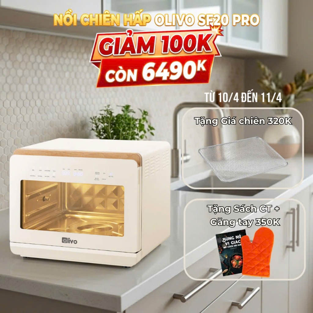 [CHÍNH HÃNG] Nồi Chiên Hơi Nước OLIVO SF20 PRO - Dung Tích 20L - Thương Hiệu Mỹ 🇺🇸