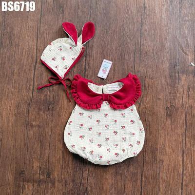 Set Body Họa Tiết Hoa Lá Kem Kèm Nón Cho Bé Gái Sơ Sinh 1 2 Tuổi MINTSCLOSET - BS6750