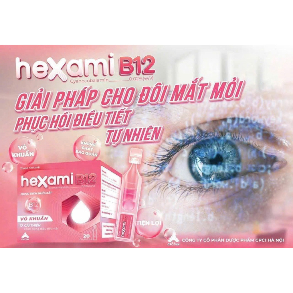 Nhỏ Mắt giảm mỏi mắt HEXAMI B12 dưỡng ẩm mắt hiệu quả, giảm khô mắt an toàn