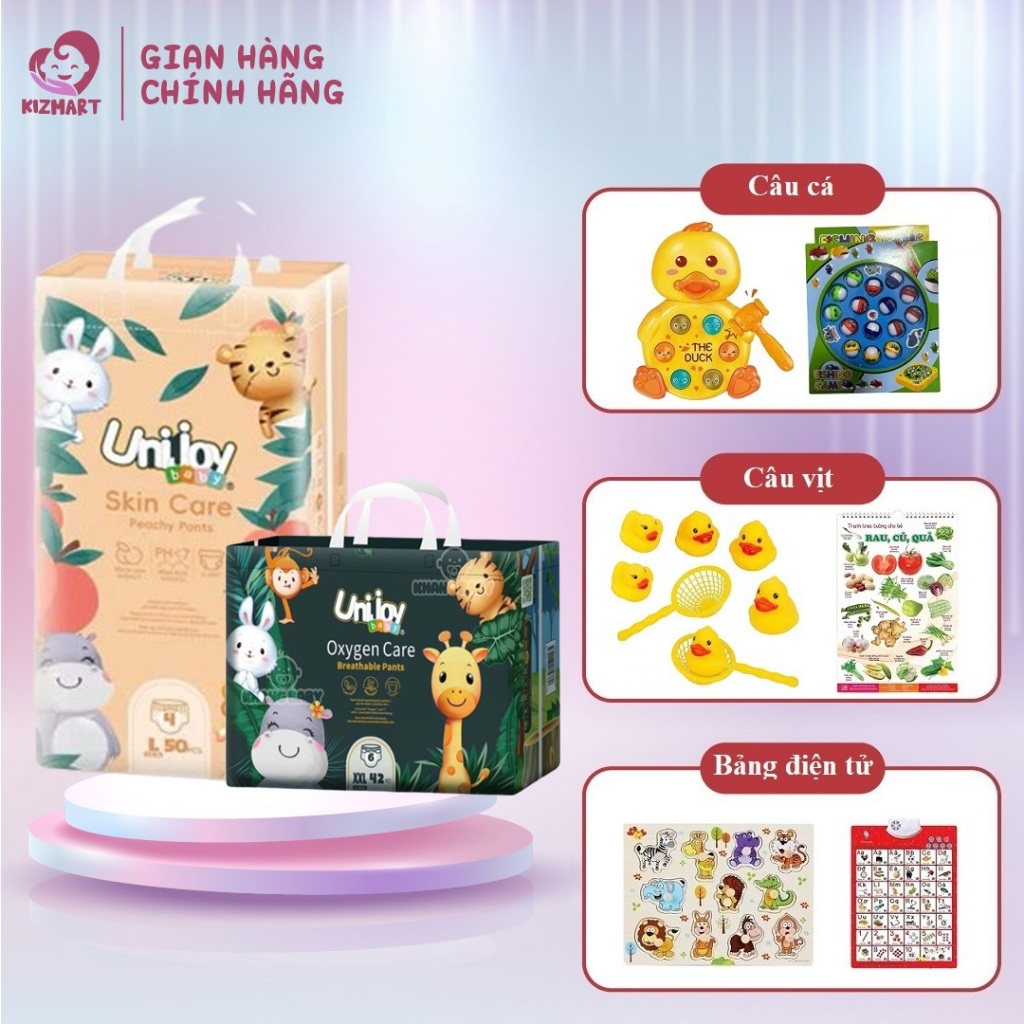 Tã/bỉm quần dán Unijoy Oxygen Care/ Skin Care ngày - đêm mềm, mỏng, thấm hút, an toàn đủ size cho bé