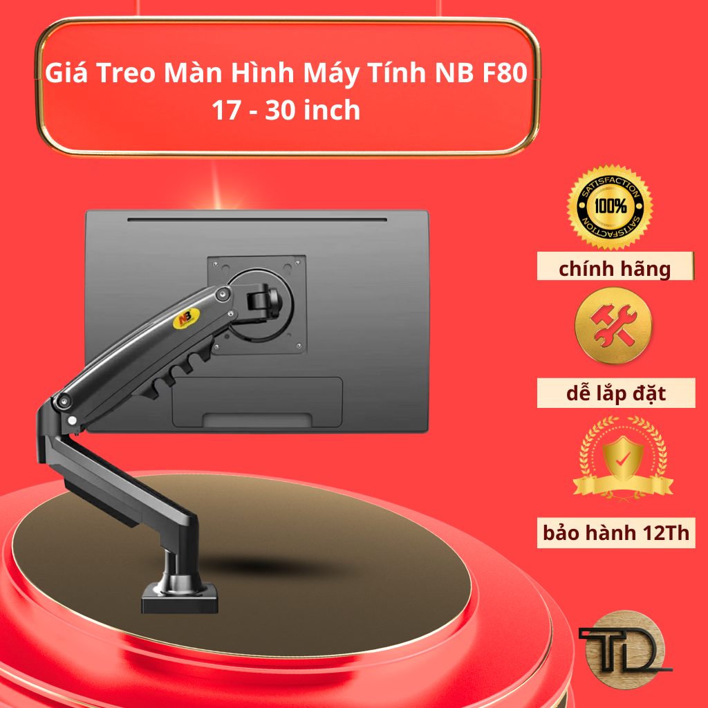 NB-F80 Arm Treo Màn Hình Máy Tính 17 - 30 Inch - Gía Treo Máy Tính Nhập Khẩu Xoay 360 Độ