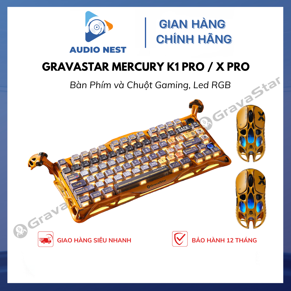 Bàn Phím Và Chuột Gaming Gravastar Mercury K1 Pro / X Pro Yellow Chính Hãng - Bảo Hành 12 Tháng.