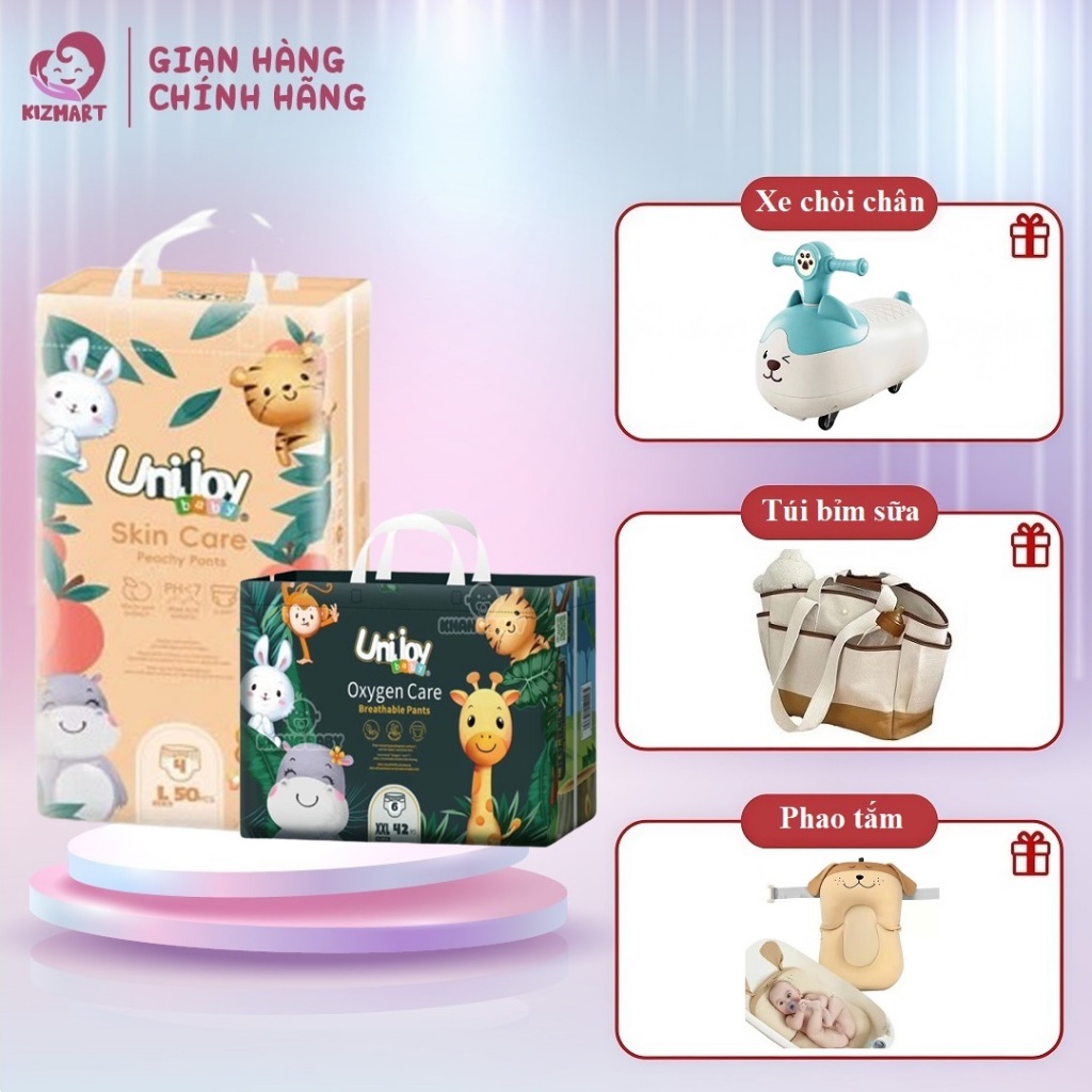 (Combo 3) Tã/bỉm quần dán Unijoy Oxygen Care/ Skin Care ngày - đêm mềm, mỏng, thấm hút, an toàn đủ s