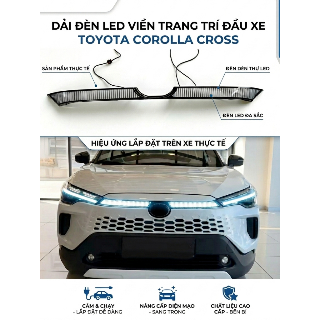 Dải Đèn LED Trước Toyota Corolla Cross 2026 - Đèn Ca Lăng Cross - Đèn Calang Logo Toyota Cross