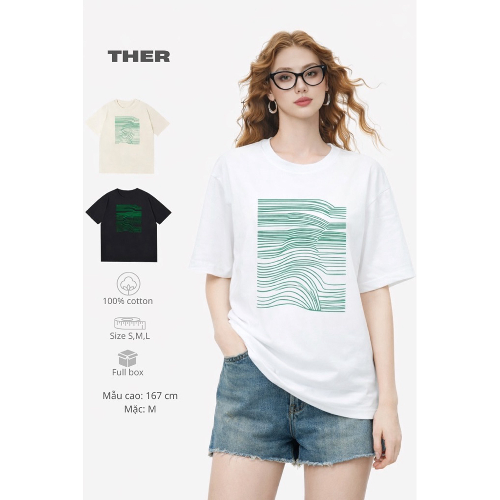 P08- Áo thun cộc tay 100% cotton hoạ tiết THER 08