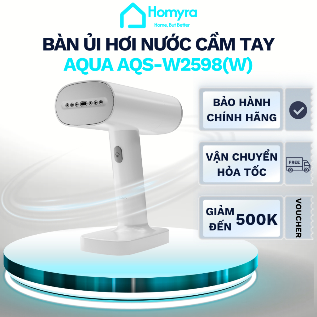 Bàn Ủi Hơi Nước Cầm Tay AQUA AQS-W2598 1300W, Ủi Treo & Khô, Chống Rò Rỉ, Nhỏ Gọn