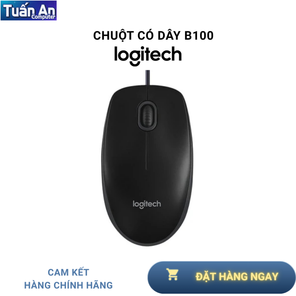 CHUỘT LOGITECH B100 (CÓ DÂY) BH Chính Hãng - Đen