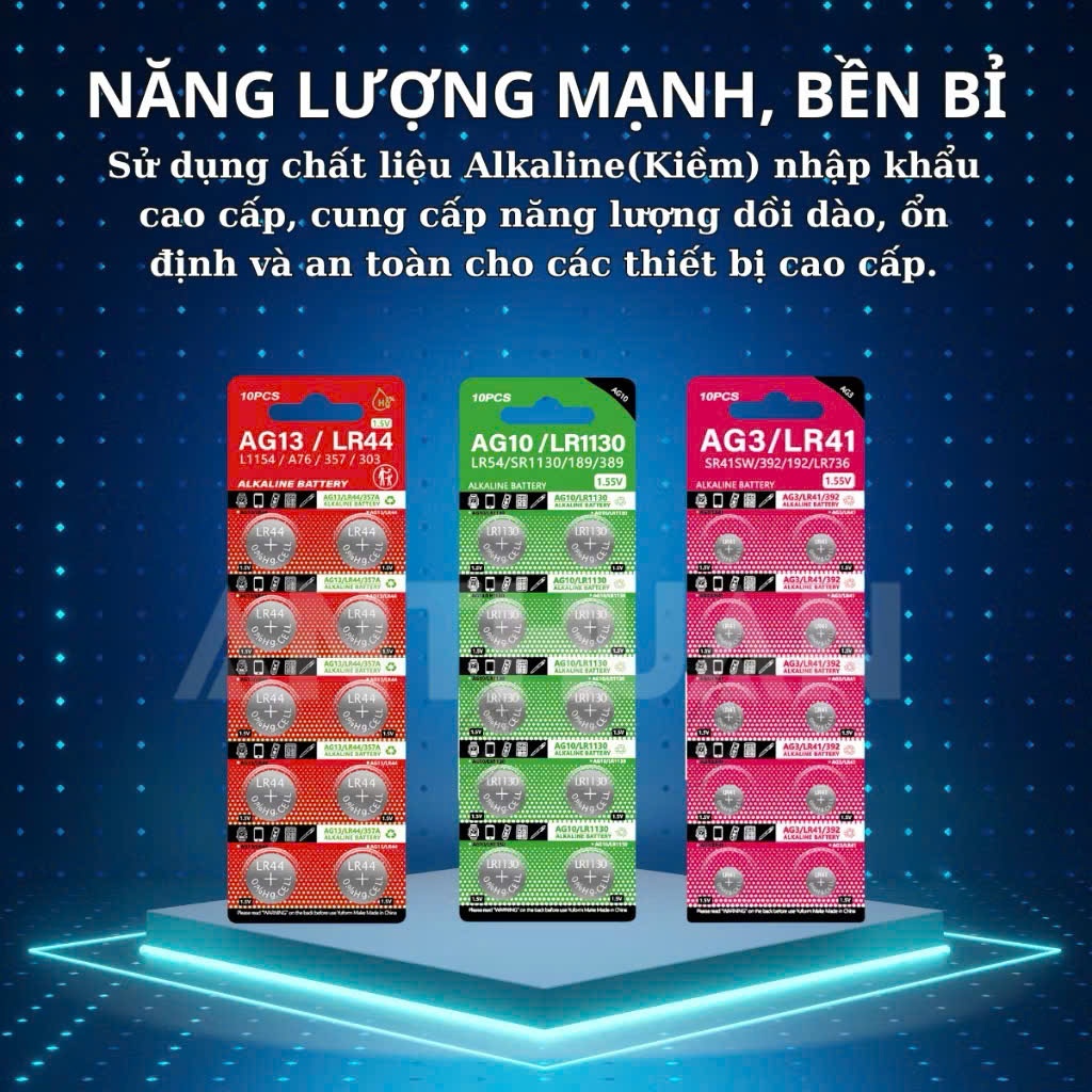 10 Viên Pin Cúc Áo LR44 AG13 LR1130 AG10 LR41 AG3 LR54 Chất Lượng Cao - Giá Gốc Tốt Nhất( Phananh ba
