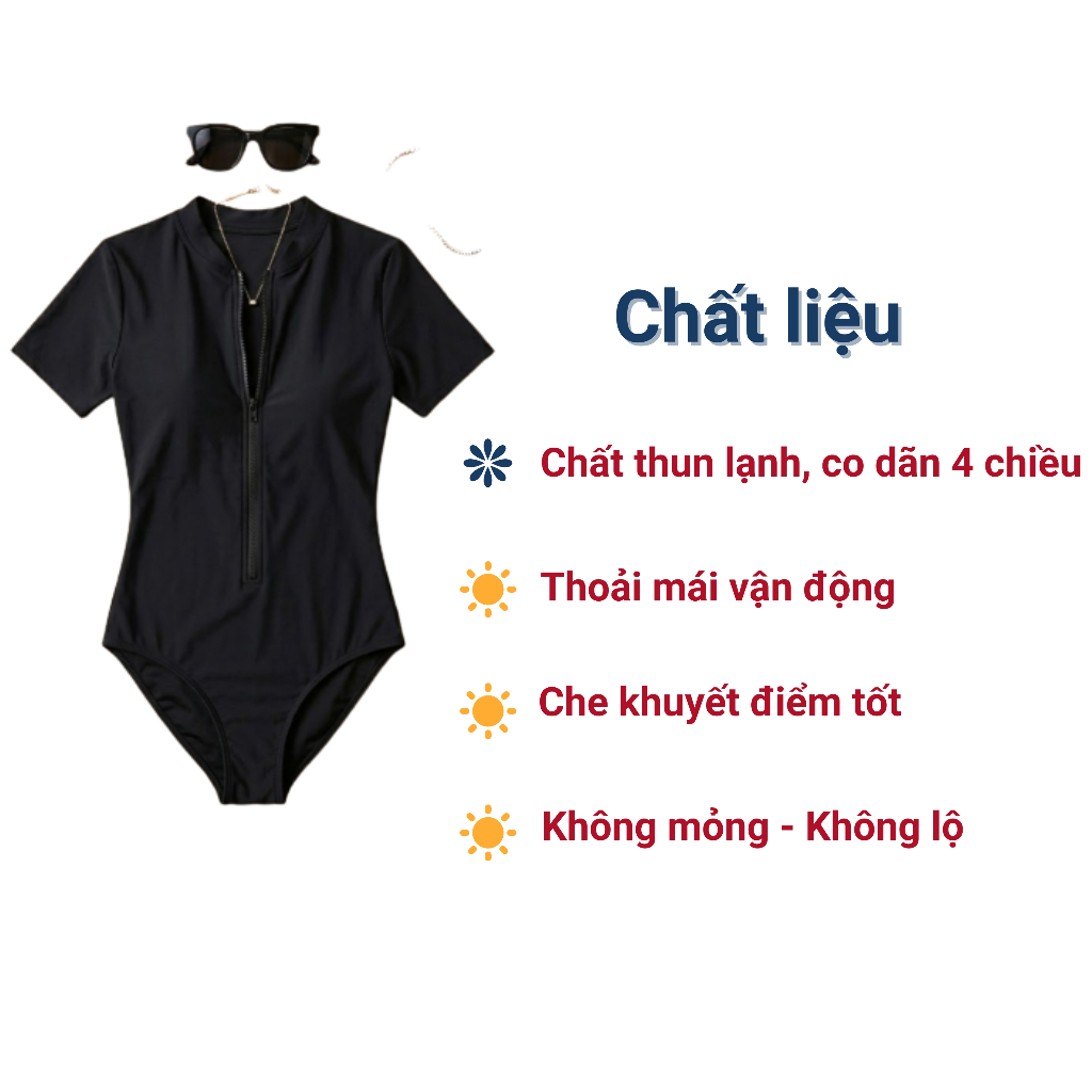 Bikini Liền Mảnh Đi Biển Chất Thun Co Dãn Thoải Mái, Che Khuyết Điểm, Tôn Dáng, Đồ Bơi Nữ Kín Đáo | BigBuy360 - bigbuy360.vn