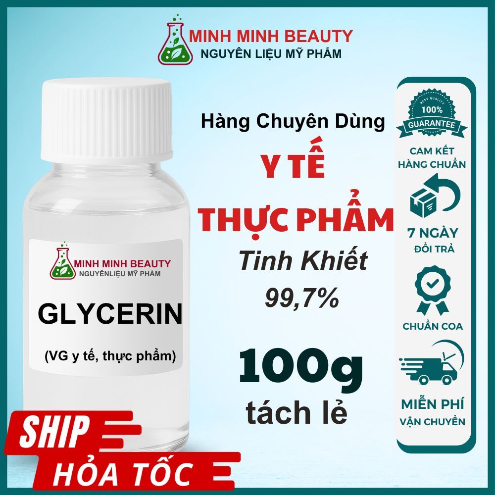 100g 𝐆𝐥𝐲𝐜𝐞𝐫𝐢𝐧 y Tế, Thực Phẩm 99.7% Food Grade E422 Nguyên Chất Độ Tinh Khiết Cao Có COA