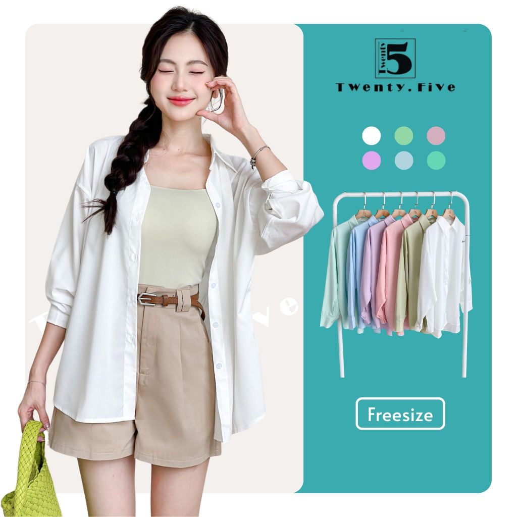 Áo Sơ Mi Nữ Dài Tay Basic Trơn Nhiều Màu Dáng Suông Dễ Mặc TwentyFive Fashion – AL14