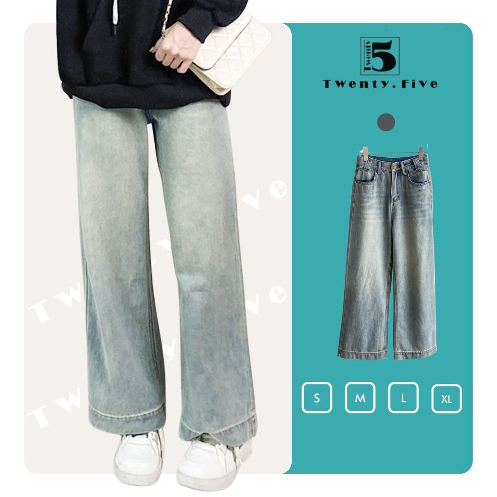 Quần Jeans Ống Rộng Nữ Túi Chéo Thời Trang Trẻ Trung Năng Động Đi Học Đi Chơi Twentyfive Fashion - 5