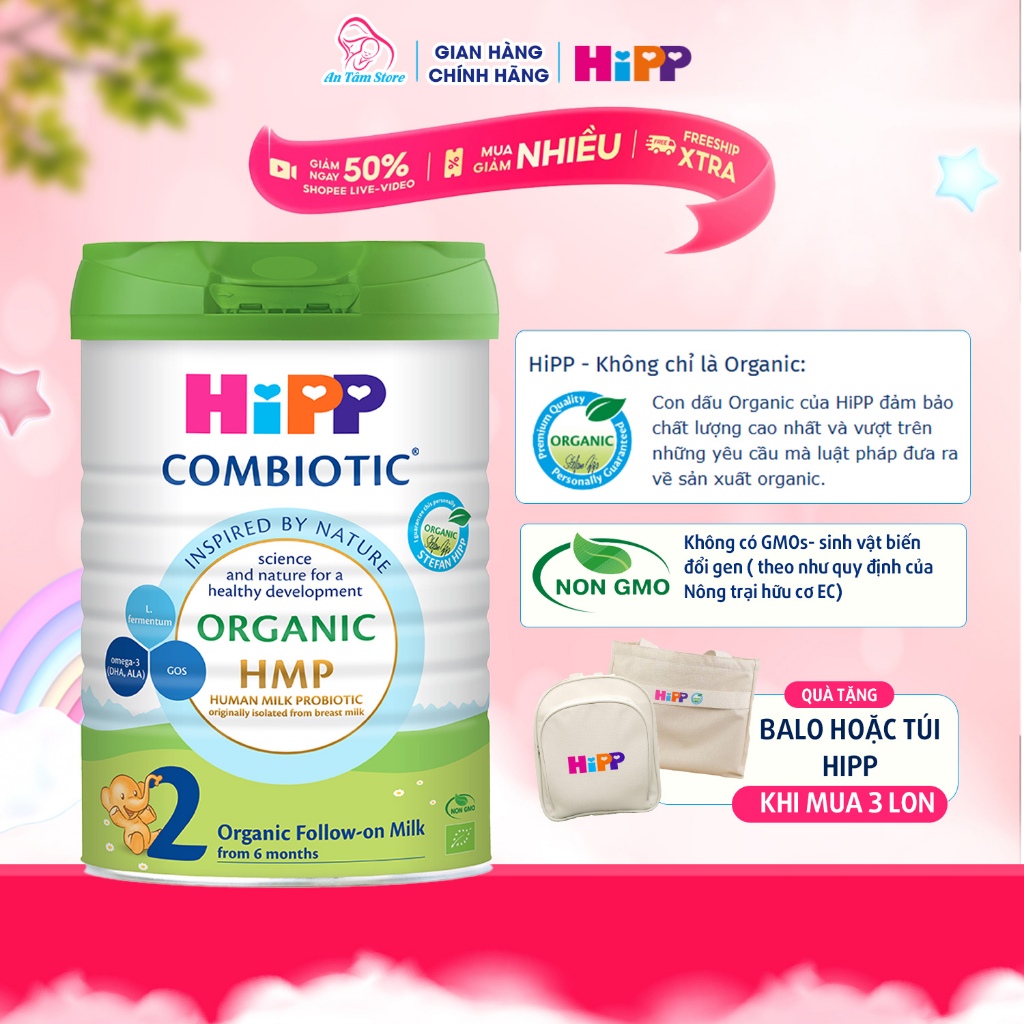 Sữa bột công thức HiPP 2 Organic Combiotic 800g - An Tâm Store
