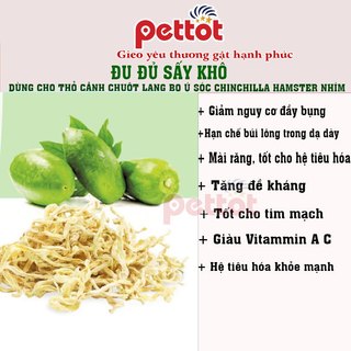 Đu đủ sấy tiêu thải búi lông đường ruột - Đồ ăn vặt dinh dưỡng cho thỏ chuột lang hamster sóc Chinchilla  - Pettot