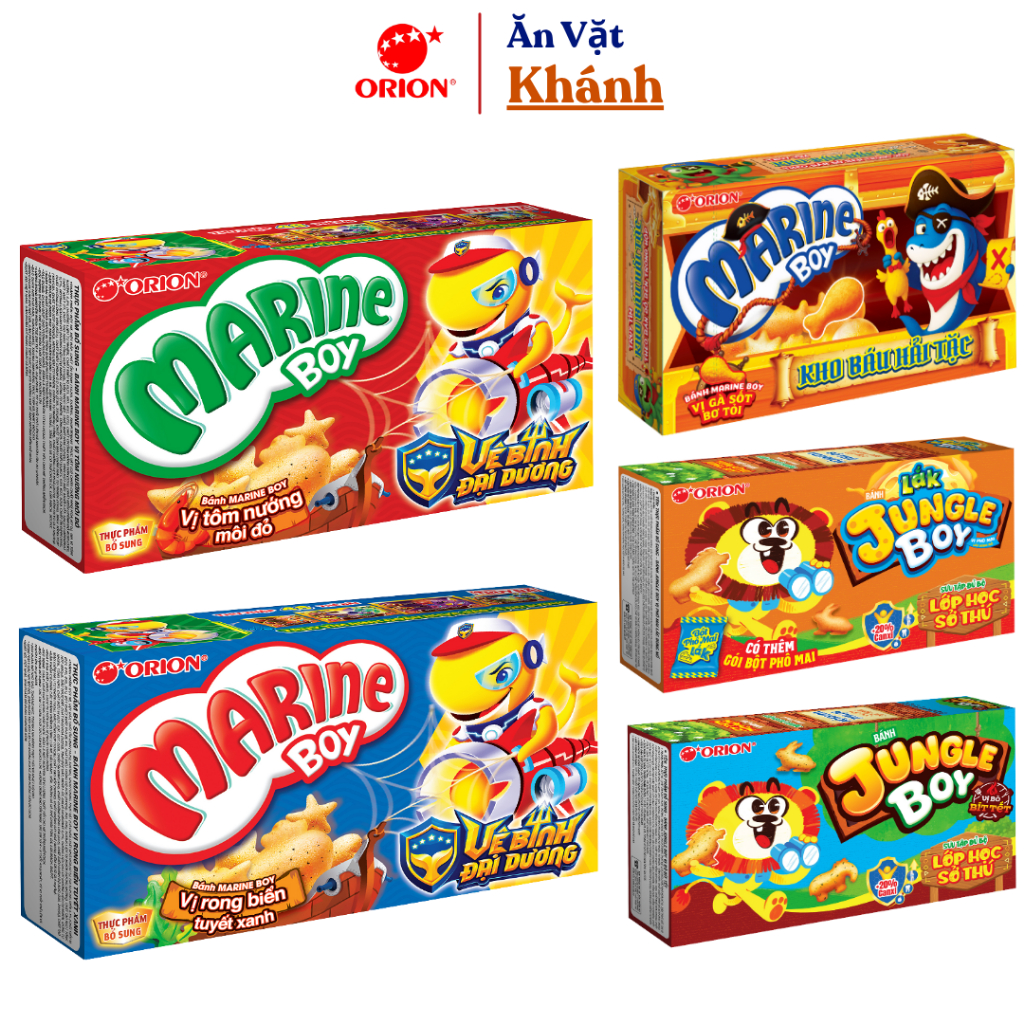 Combo Snack Bánh cá Marine Boy, Bánh khủng long Jungle Boy 35g Orion đủ vị - HÀNG CHÍNH HÃNG
