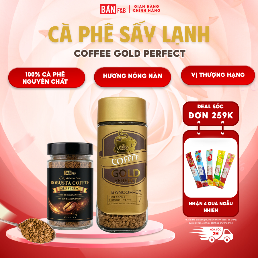 [MỚI] Cà Phê Sấy Lạnh Robusta, Cafe Sấy Lạnh Hoà Tan Không Đường Nguyên Chất Bản Cà Phê Bản F&B 100g