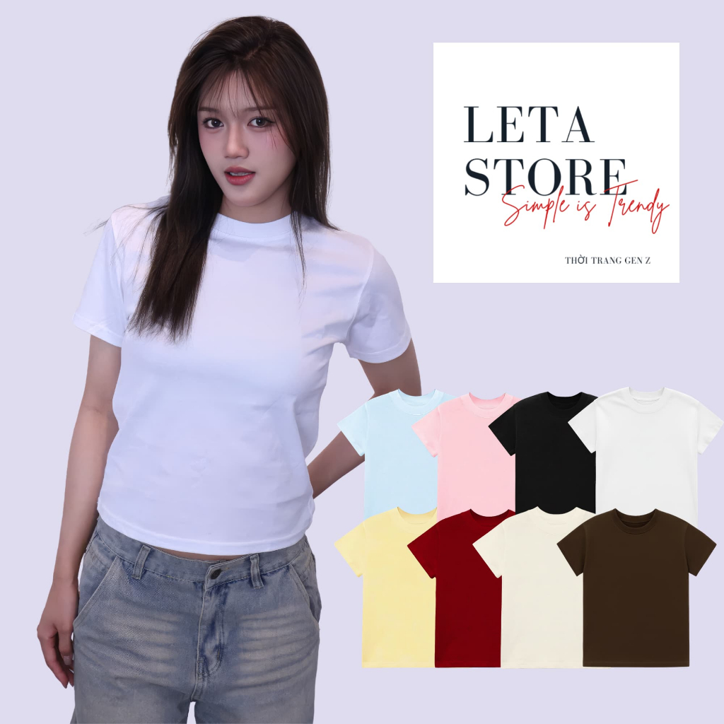 Áo Baby Tee Nữ Letastore Cotton Co Giãn 2 Chiều - Áo Thun Form Fit Trơn Basic Cao Cấp Tôn Dáng Nhiều Màu | BigBuy360 - bigbuy360.vn