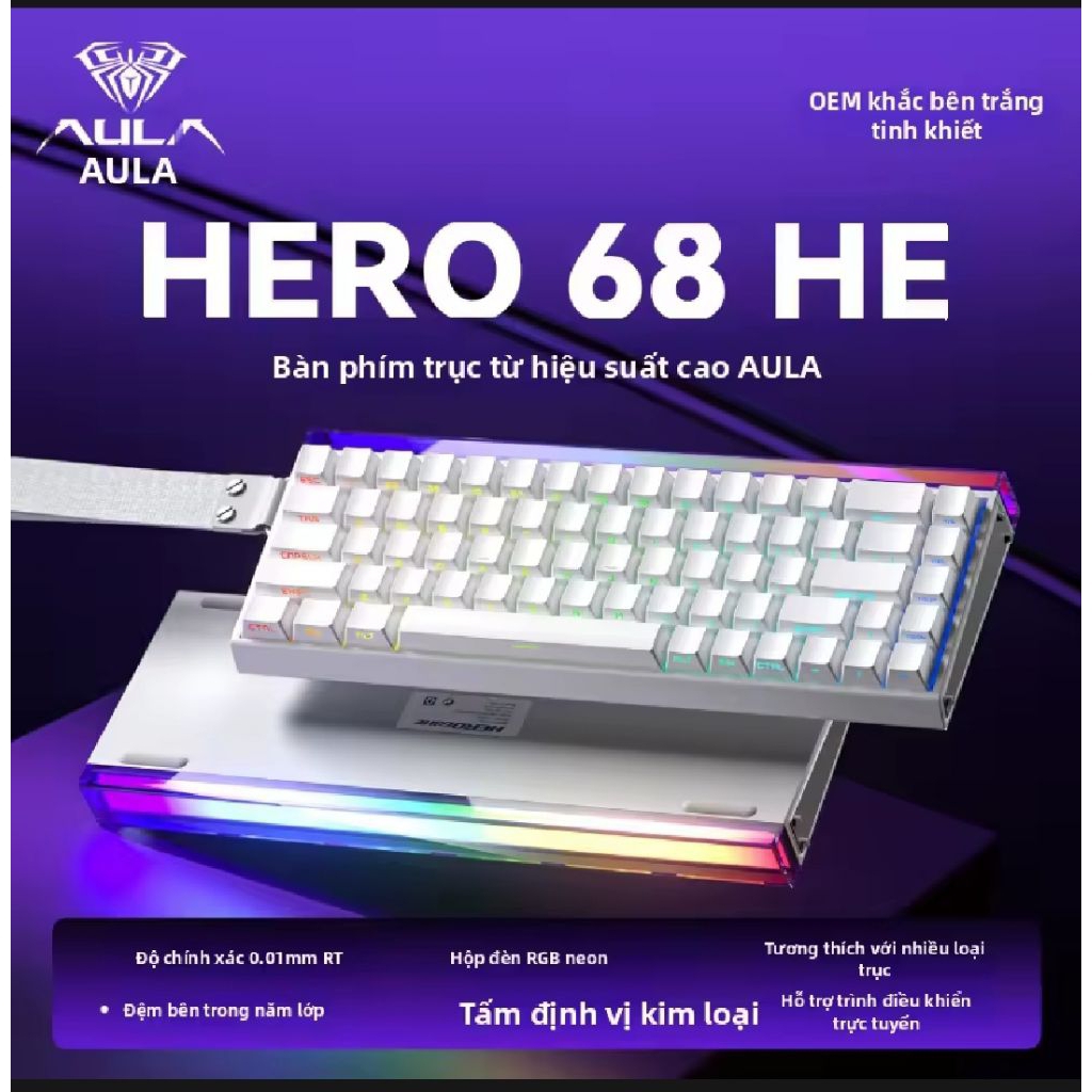 Bàn Phím Cơ Gaming Aula Hero 68 HE-Bàn phím Rapid Trigger
