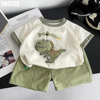 Set Áo Thun Tay Ngắn Cổ Tròn Khoai Tây Quần Lửng Cho Bé Trai 1-5 Tuổi MINTSCLOSET Quảng Châu TN3727