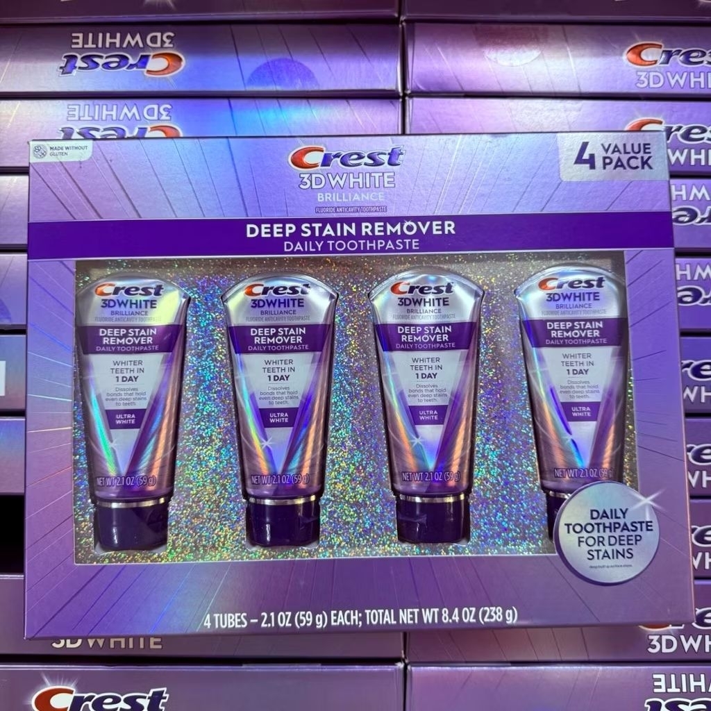 Kem đánh răng Crest 3D White Brilliance Deep Stain Remover Ultra White siêu trắng 59g