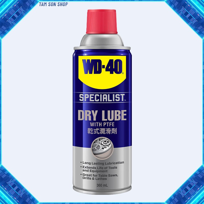 Chai xịt mỡ bò khô WD-40 Dry lube bôi trơn và bảo vệ không bám bụi với PTFE